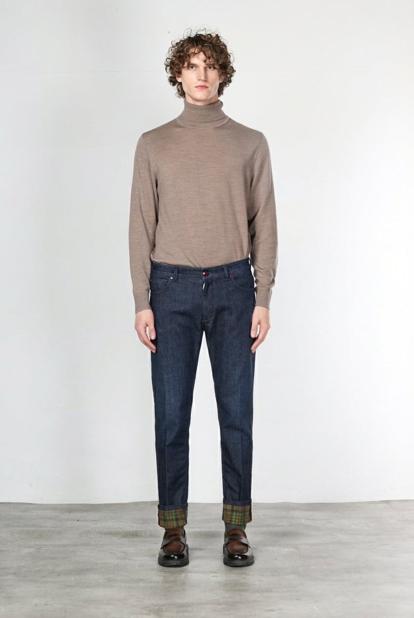 Harris Men's 5-Pocket Pants in Prince of Wales Denim Regular Fit