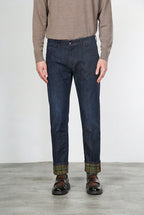 Harris Men's 5-Pocket Pants in Prince of Wales Denim Regular Fit