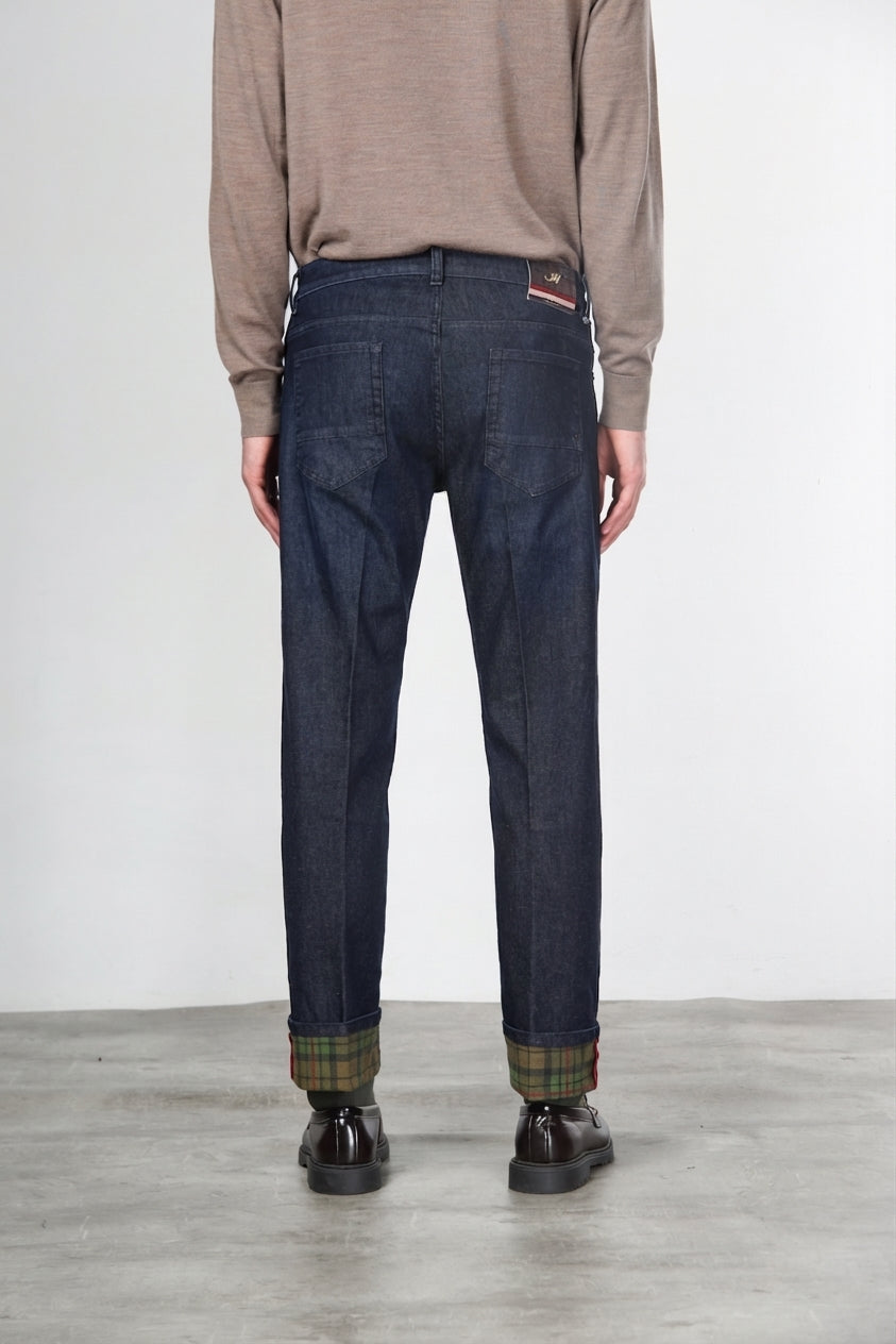 Harris Men's 5-Pocket Pants in Prince of Wales Denim Regular Fit