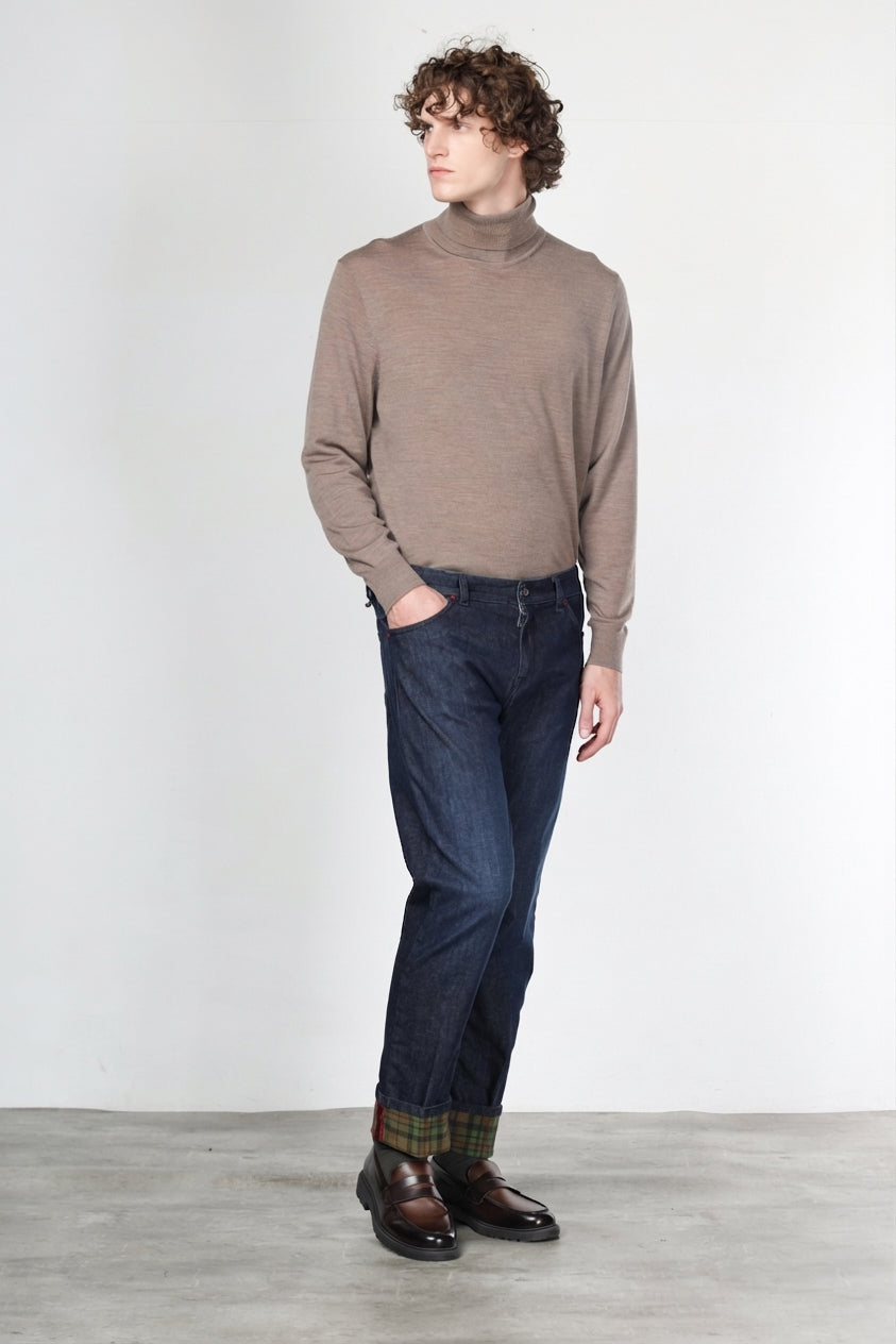 Harris Men's 5-Pocket Pants in Prince of Wales Denim Regular Fit
