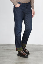 Harris Men's 5-Pocket Pants in Prince of Wales Denim Regular Fit