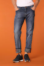 Harris Regular men's 5-pocket pants in denim with floral print and regular fit