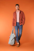 Milano Under 5-Pocket men's chino pants in denim with floral print lining and slim fit 