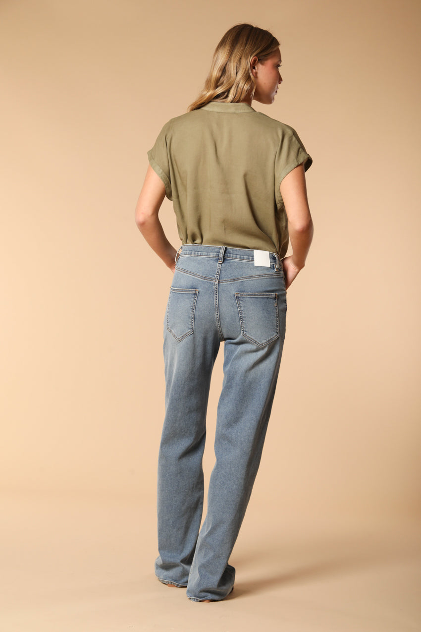 Victoria pantalone 5 tasche donna in denim blu stretch straight fit