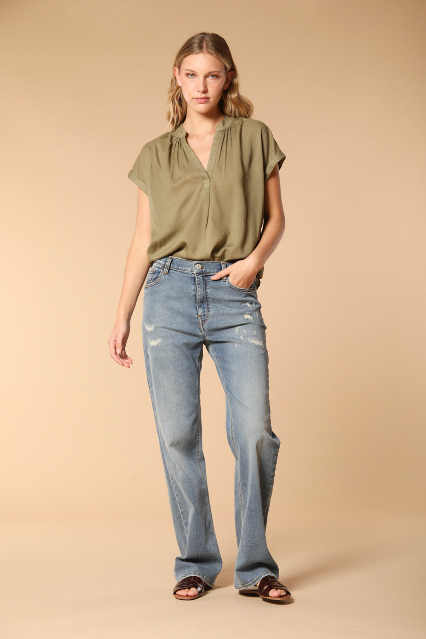 Victoria pantalone 5 tasche donna in denim blu stretch straight fit