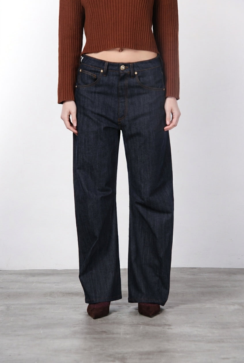 Vivienne pantalone chino 5 tasche donna in denim stretch baloon fit