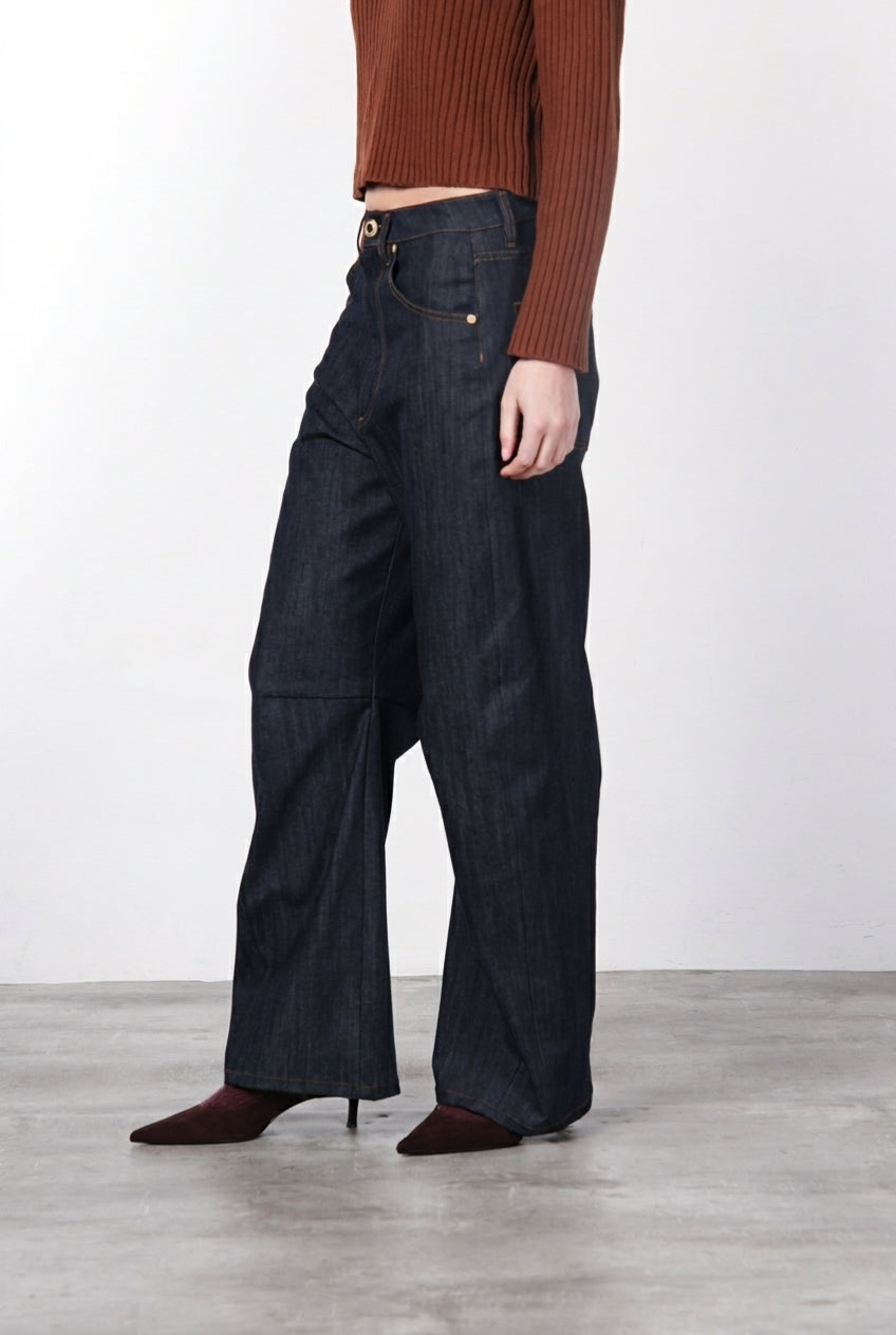 Vivienne pantalone chino 5 tasche donna in denim stretch baloon fit