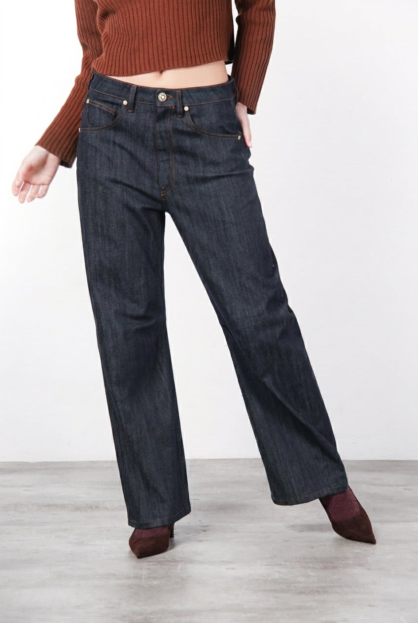 Vivienne pantalone chino 5 tasche donna in denim stretch baloon fit
