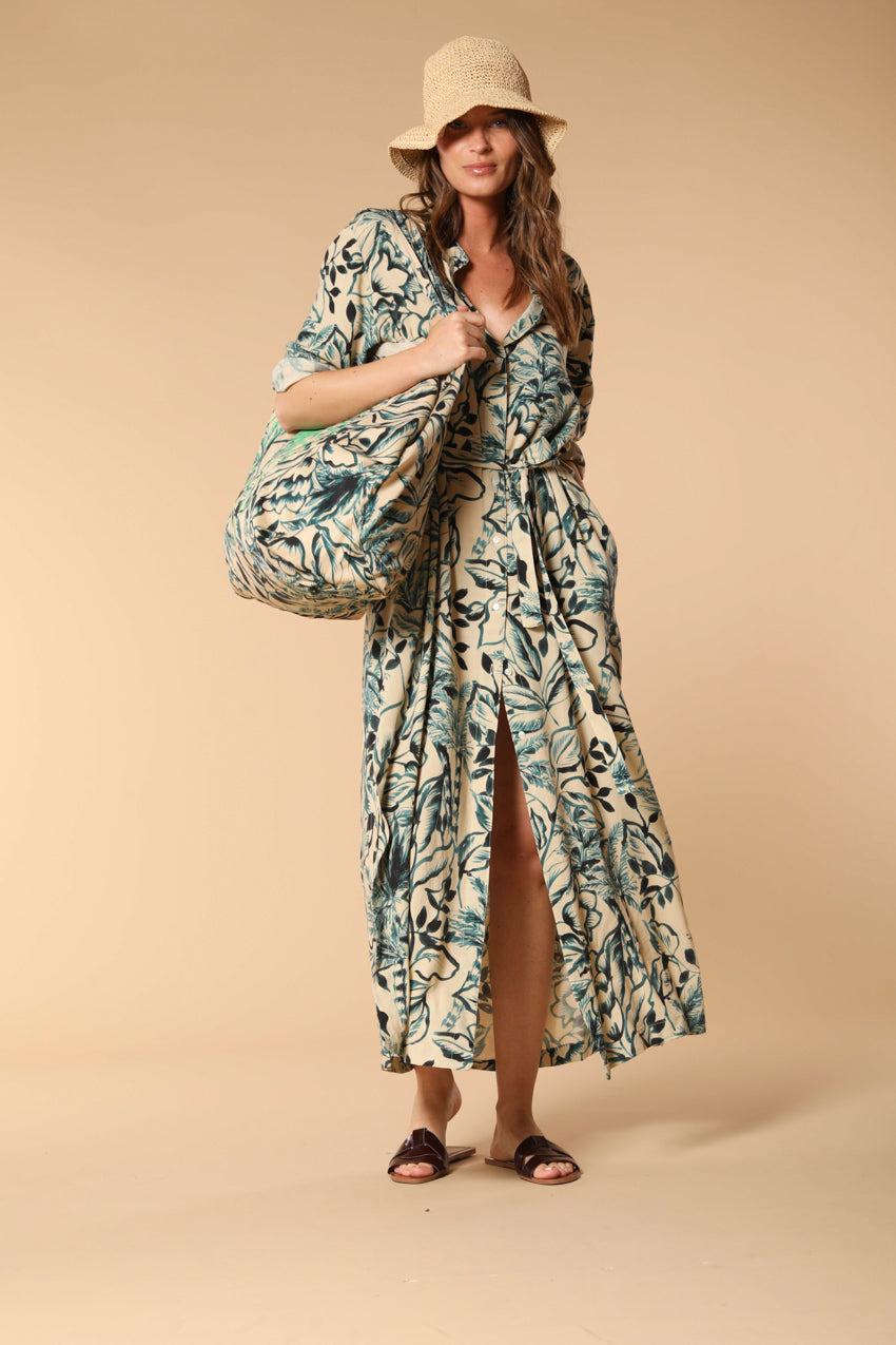 Colette Dress Damen Langkleid aus Leinen-Viskose-Mischgewebe mit Blumenmuster 