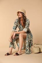 Colette Dress Damen Langkleid aus Leinen-Viskose-Mischgewebe mit Blumenmuster 