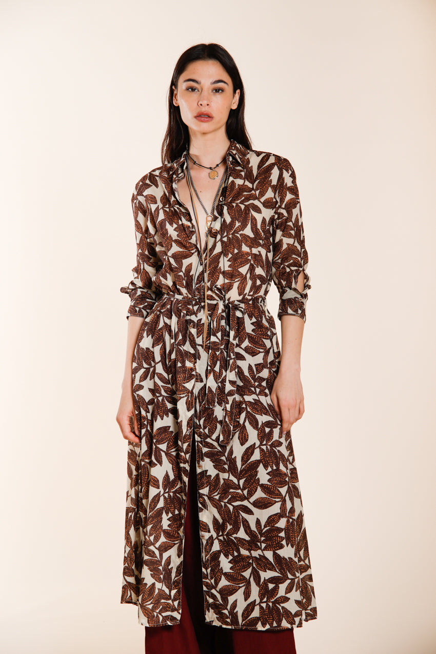 Nicole Dress Kleid Damen aus Baumwollmusselin Ramage-Druck