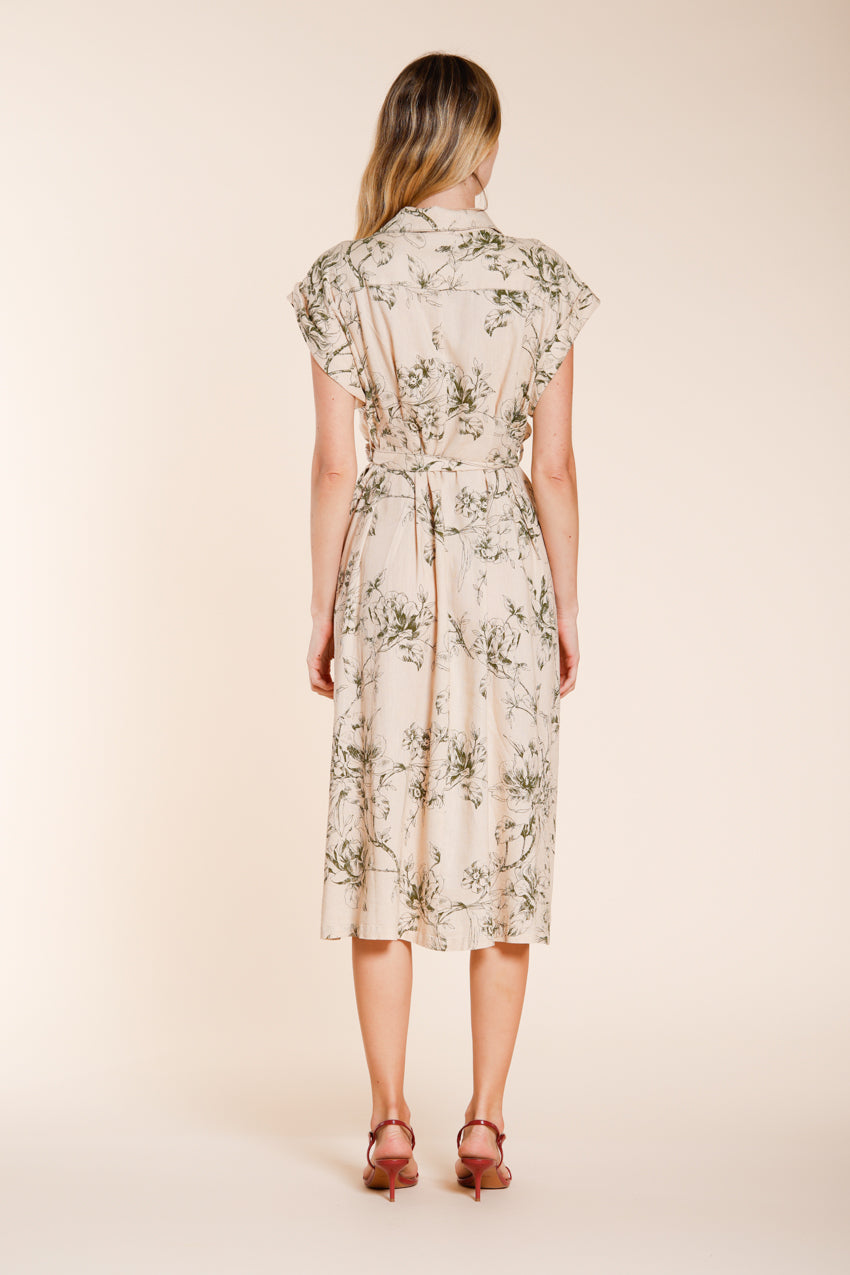 Yoko robe femme en toile mélange lin et viscose motif floral