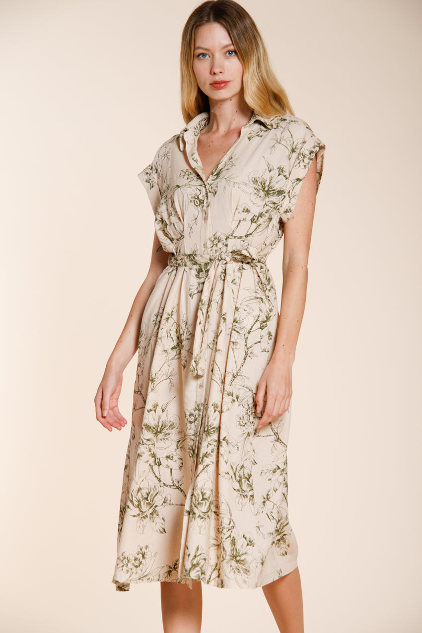 Yoko robe femme en toile mélange lin et viscose motif floral