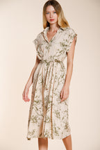 Yoko robe femme en toile mélange lin et viscose motif floral