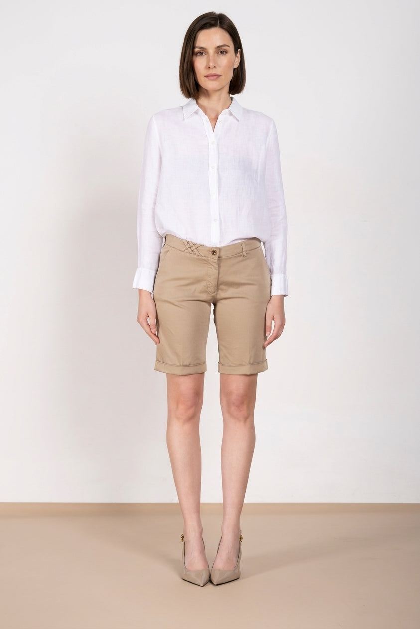 New York Bermuda Chino Damen aus Stretch-Satin slim fit