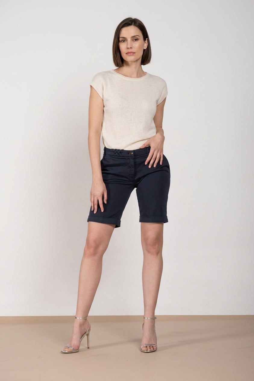 New York bermuda chino donna in raso stretch slim fit