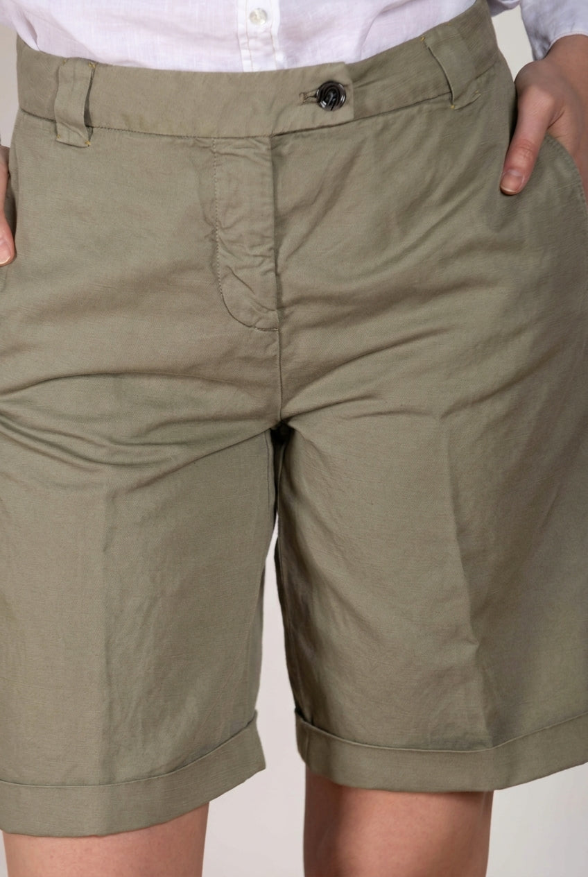 Brigitte women's chino bermuda in slub cotton and linen relaxed fit