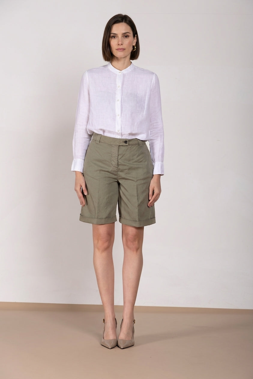 Brigitte women's chino bermuda in slub cotton and linen relaxed fit
