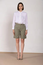 Brigitte women's chino bermuda in slub cotton and linen relaxed fit