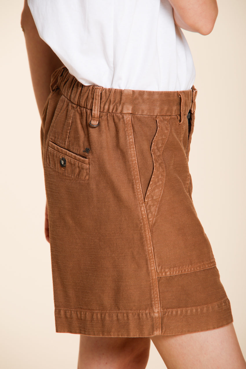 Dallas bermuda cargo donna in cotone fiammato relaxed fit