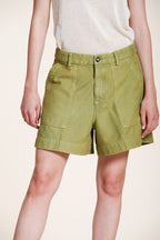 Dallas bermuda cargo donna in cotone fiammato relaxed fit