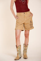 Baltimora bermuda cargo femme en panama flammé relaxed fit