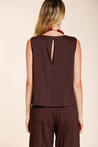 Nhabi chemise femme sans manches en toile mélange lin et viscose