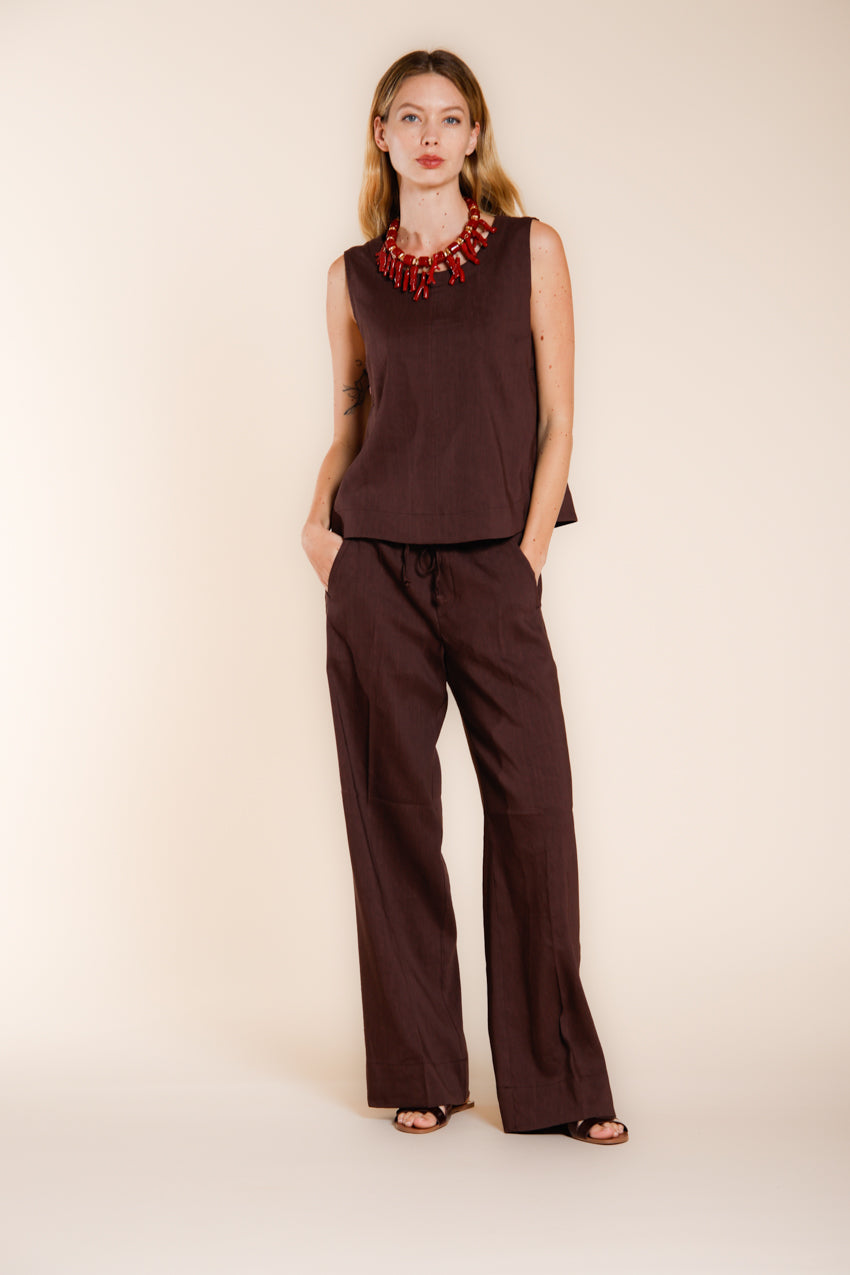 Nhabi chemise femme sans manches en toile mélange lin et viscose