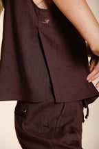 Nhabi chemise femme sans manches en toile mélange lin et viscose