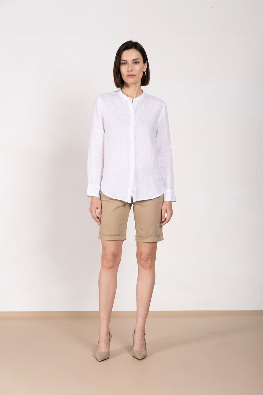 Delhi Hemd Damen Langarm aus Leinen-Canvas