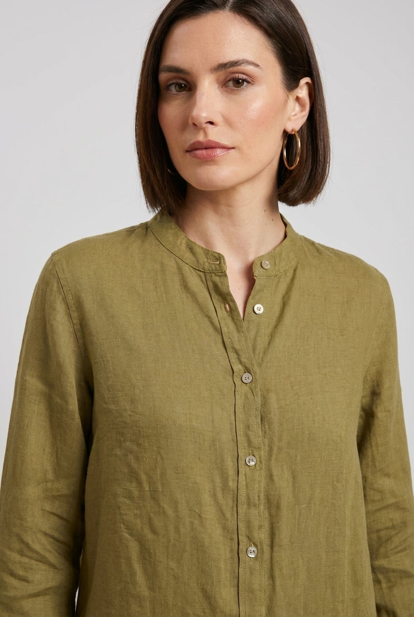 Delhi chemise femme à manches longues en toile de lin