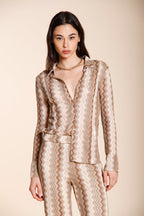 Elaisa women's shirt long-sleeved in patterned lurex herringbone knit