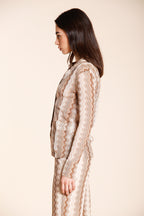 Elaisa women's shirt long-sleeved in patterned lurex herringbone knit