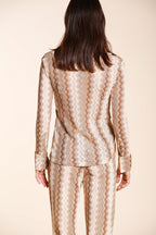 Elaisa women's shirt long-sleeved in patterned lurex herringbone knit