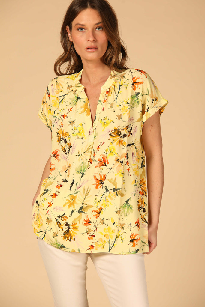 image 2 de chemise femme Adele MM couleur jaune motif fleuri
