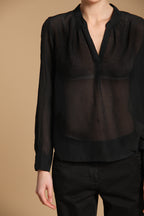 Adele Damenbluse mit langen Ärmeln aus Musselin aus Baumwoll- und Seidenmischung