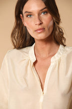 Adele Damenbluse mit langen Ärmeln aus Musselin aus Baumwoll- und Seidenmischung
