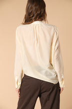 Adele Damenbluse mit langen Ärmeln aus Musselin aus Baumwoll- und Seidenmischung