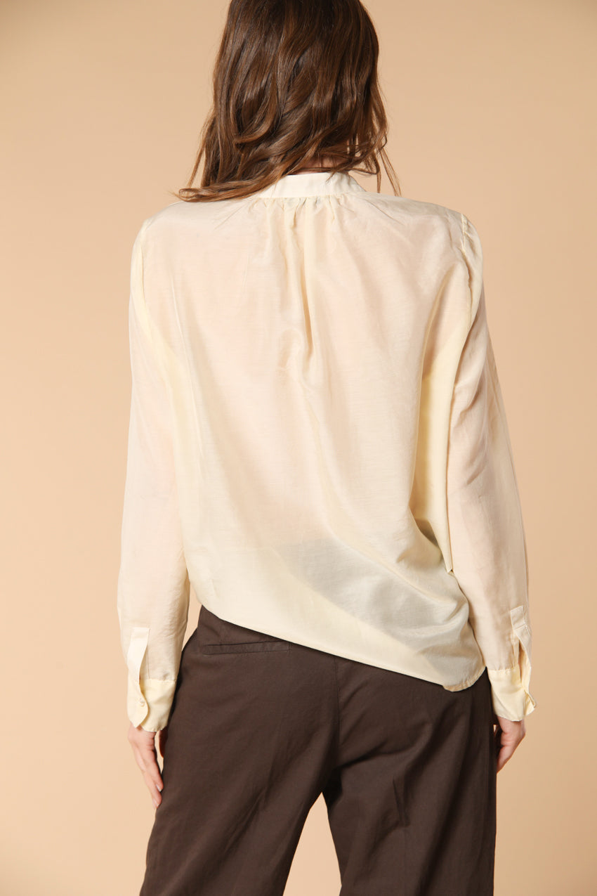 Adele Damenbluse mit langen Ärmeln aus Musselin aus Baumwoll- und Seidenmischung