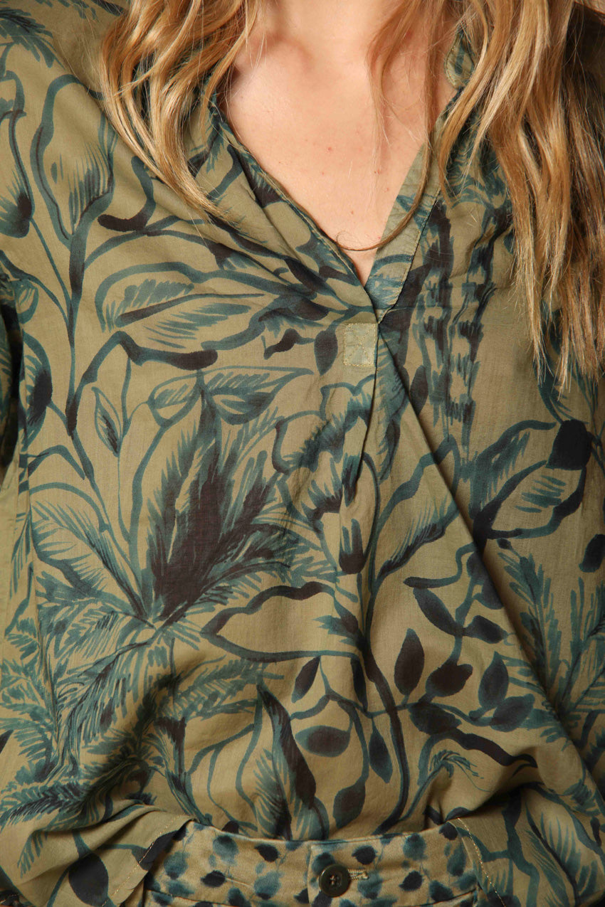 Adele Damenbluse aus Baumwollvoile mit Blumenmuster