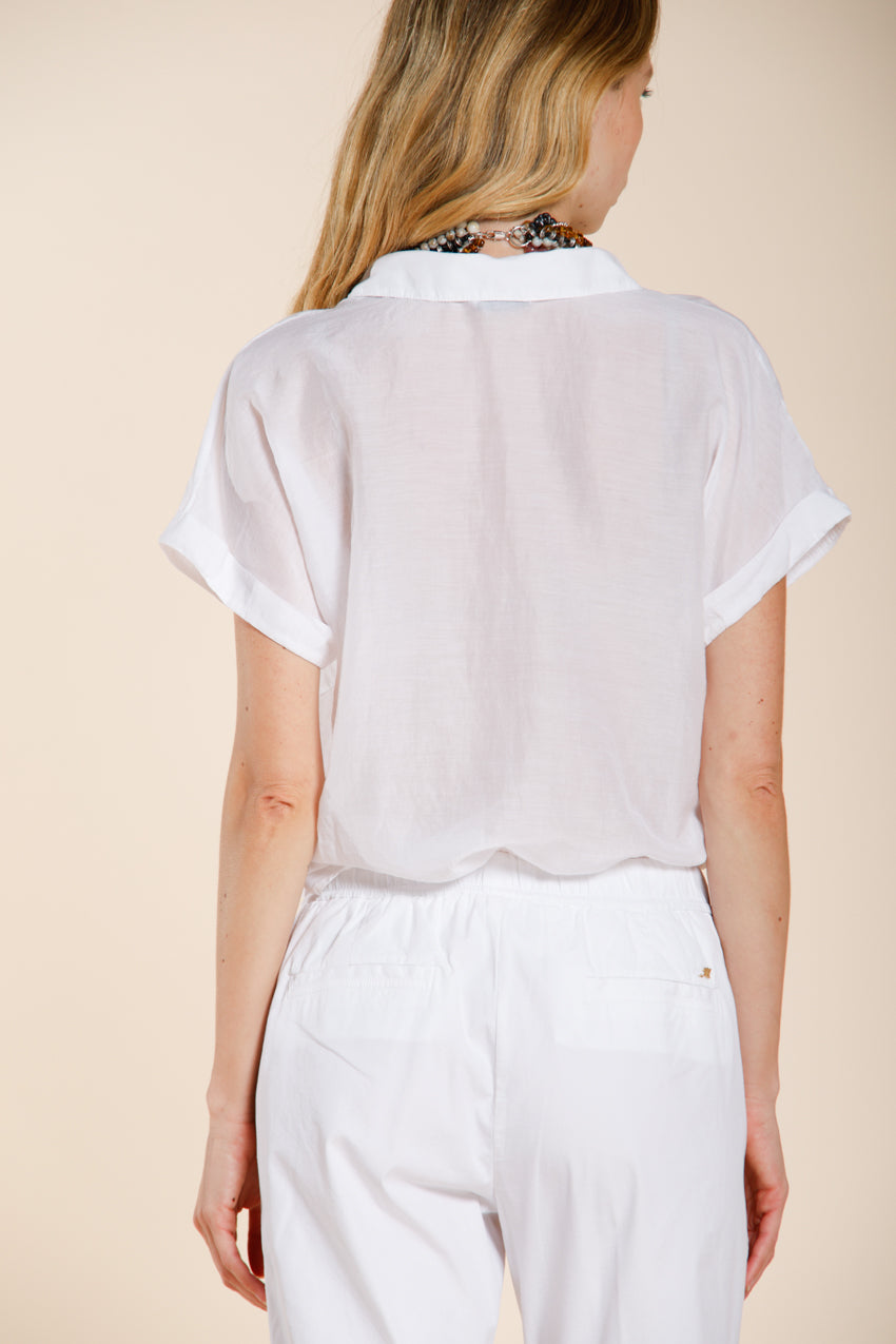 Natalie chemise femme à manches courtes en mousseline de coton et soie