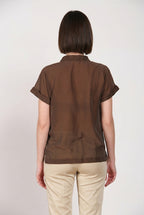 Natalie women's shirt short-sleeved in cotton and silk muslin