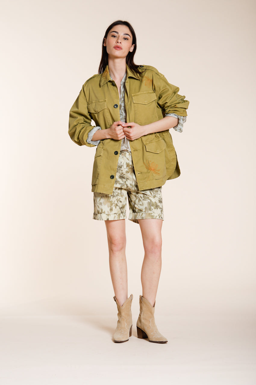 Florence New women's jacket in light stretch twill flower embroidery