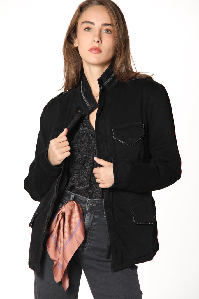 image 1 de veste de terrain femme en gabardine noir modèle Icon Field de Mason's