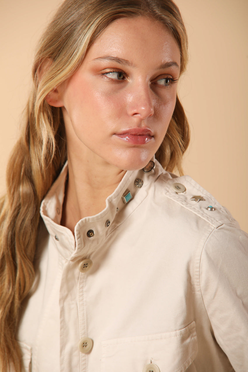 Eva field jacket donna in twill con borchie