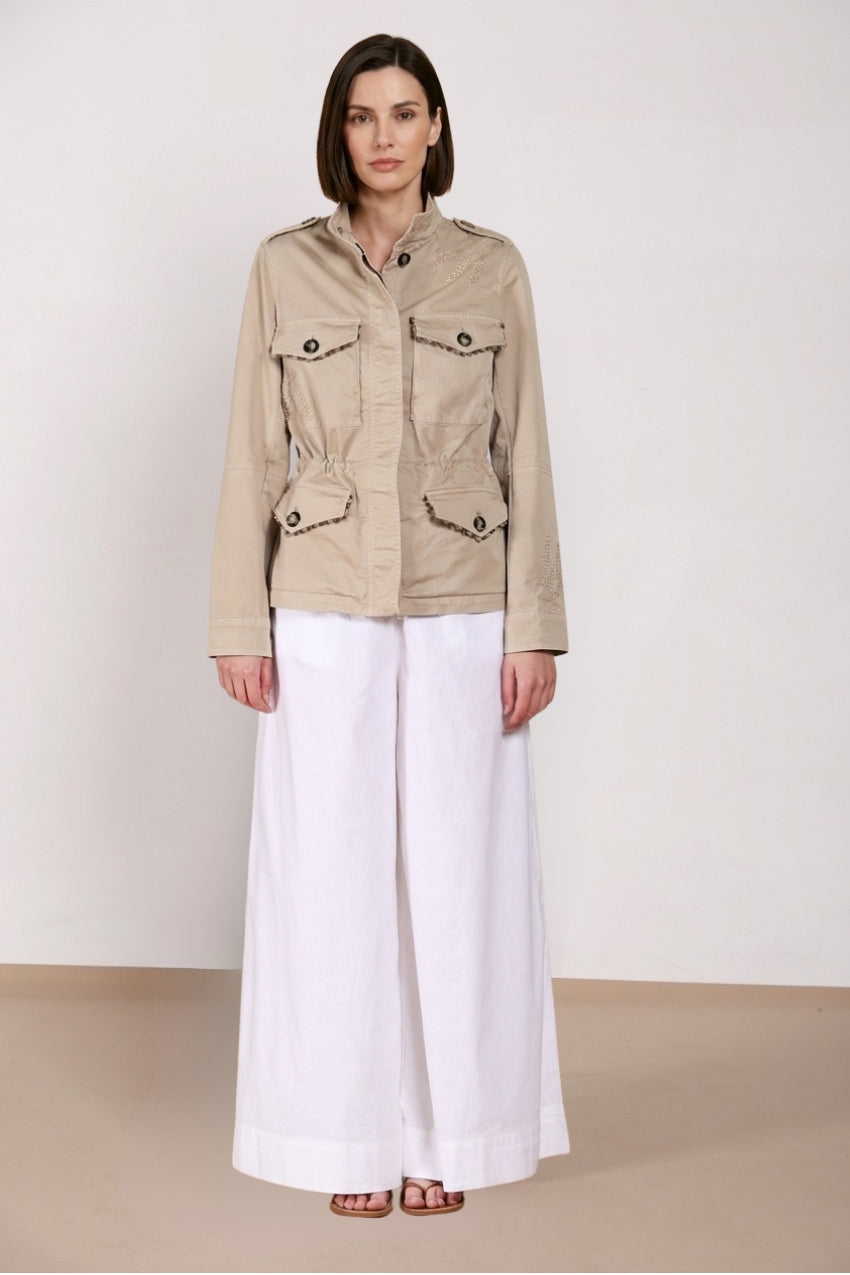 Eva veste femme en twill broderie fleurs