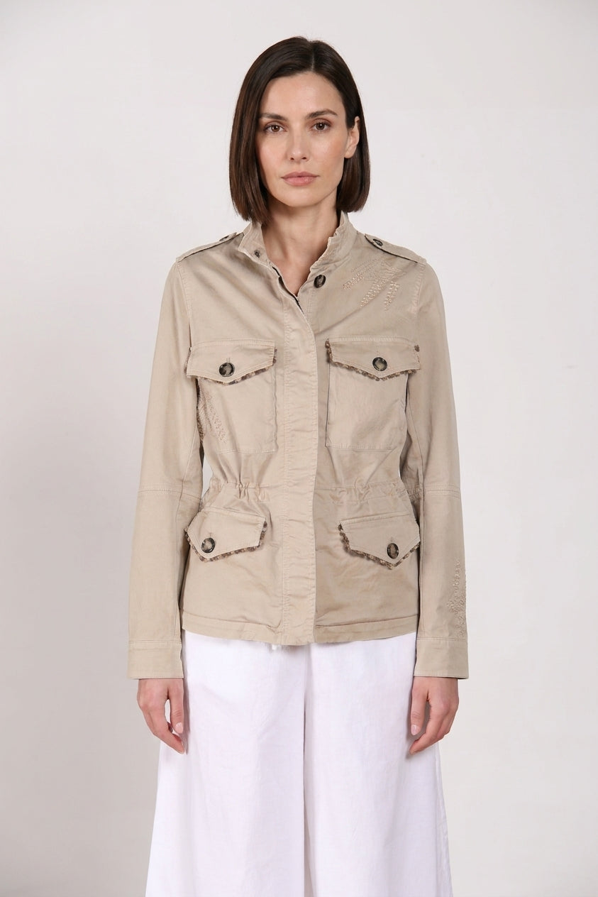 Eva Jacke Damen aus Twill Blumenstickerei