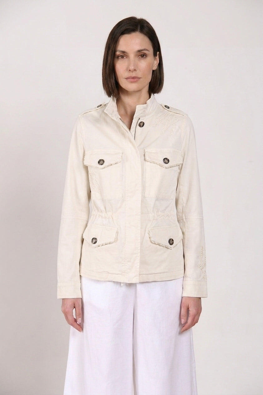 Eva veste femme en twill broderie fleurs