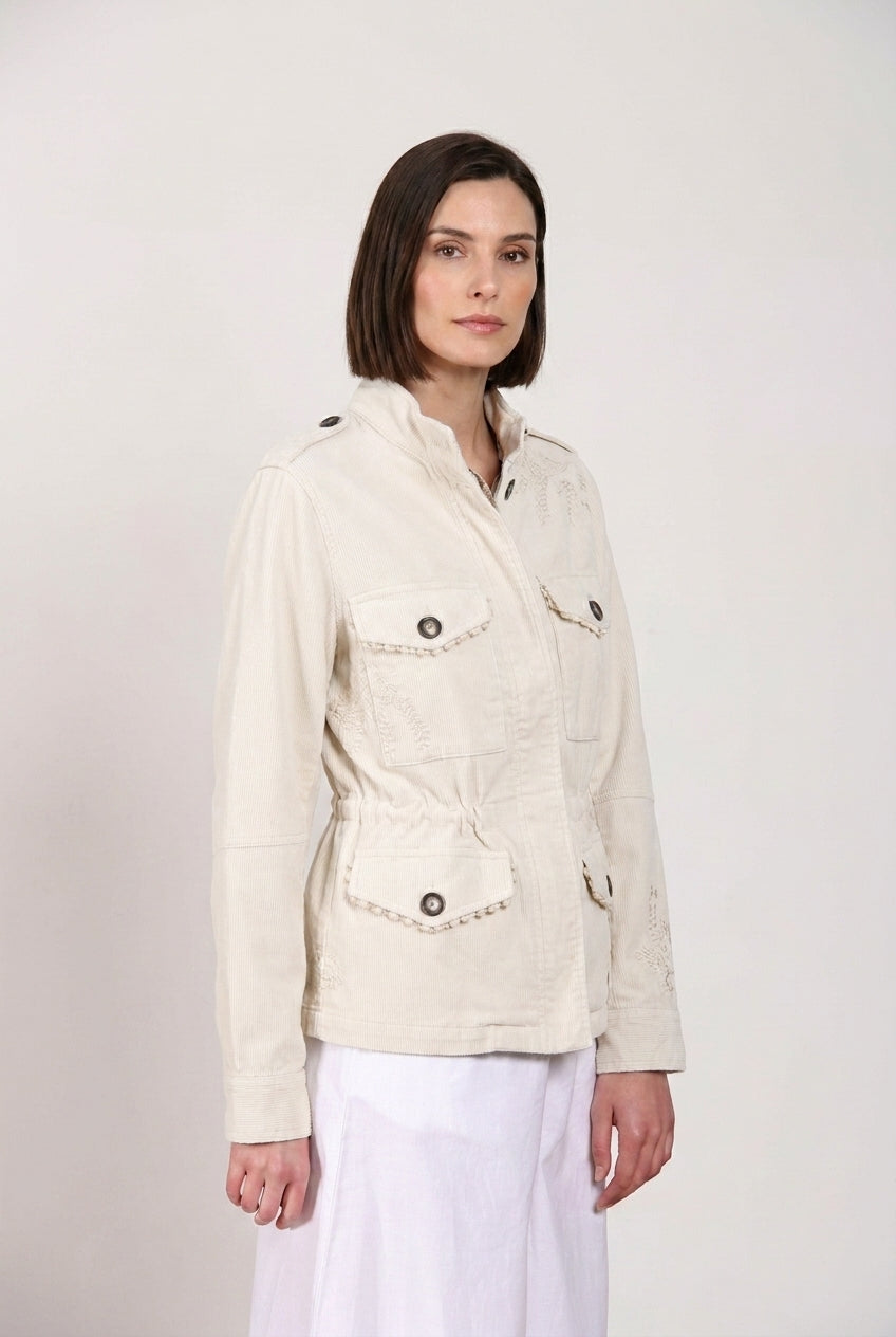 Eva veste femme en twill broderie fleurs