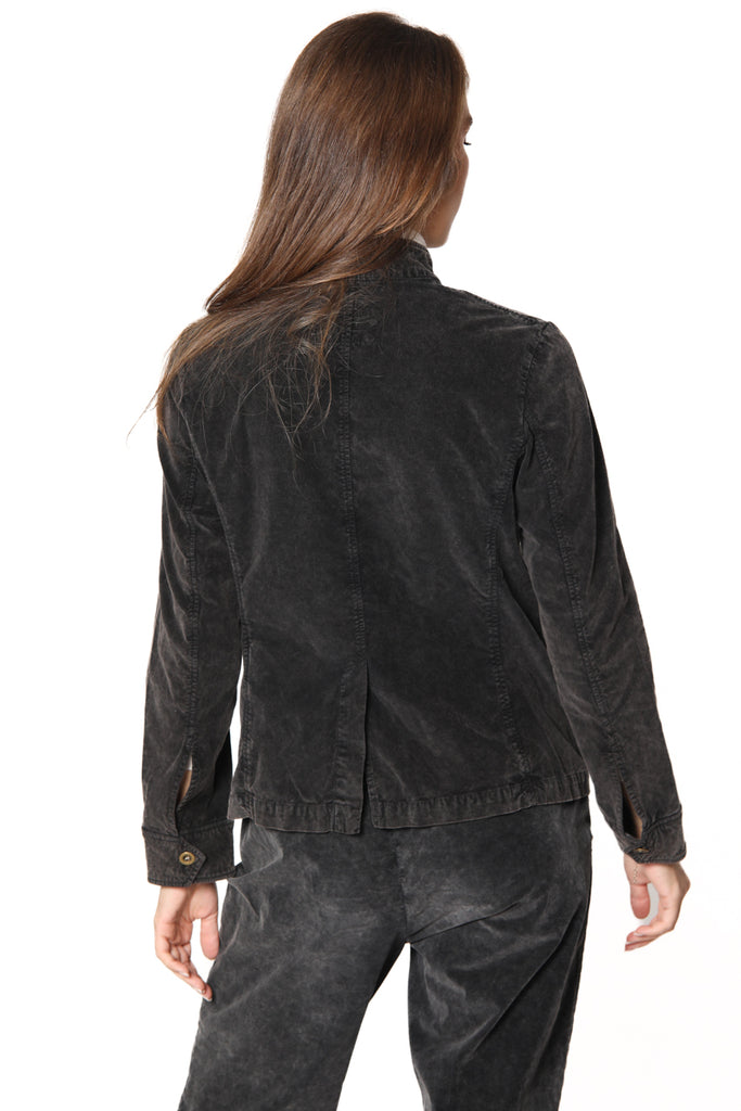 Image 4 d'une veste femme en velours noir 1000 rayures modèle Karen par Mason's